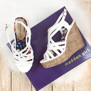 {Madden Girl} Enroll White Platform Wedge Sandals